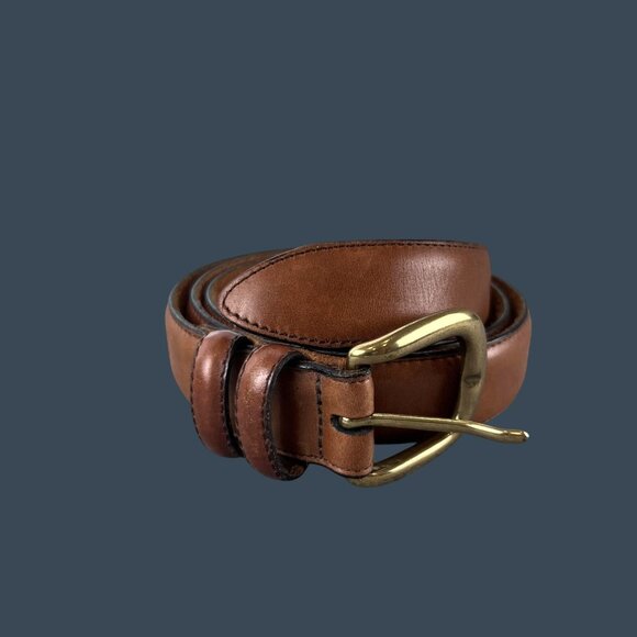 Mens 36 Leather Belt Brass Buckle Handcrafted in USA Classic Casual Americ - Picture 2 of 8